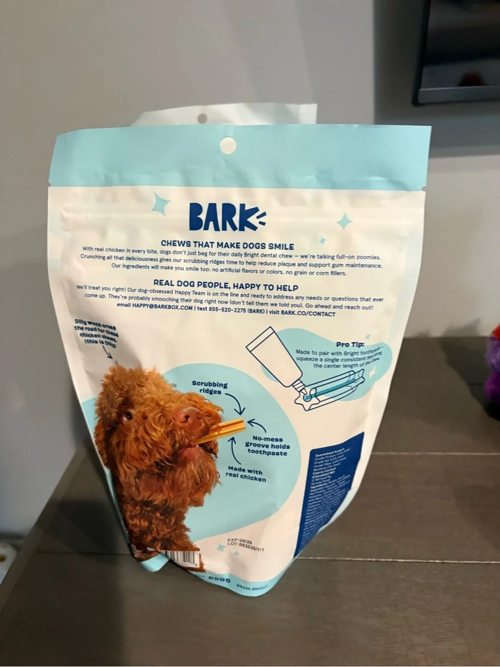 Bark Bright Dental Chews for Dogs - White & Light Blue Packaging